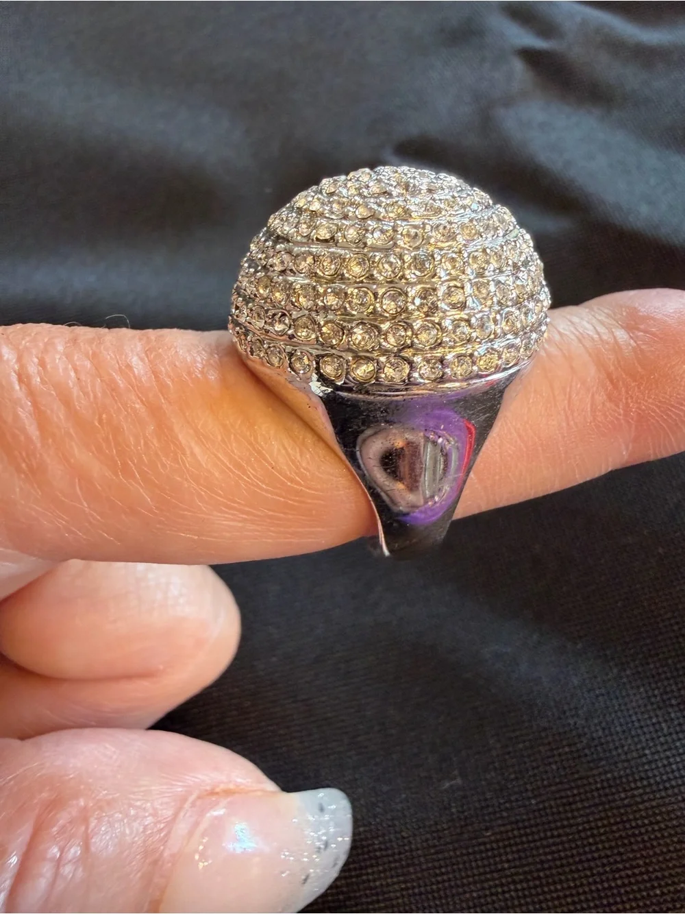 Park Lane Exquisite Ring 10328 Crystal Dome Statement Ring Silver Tone